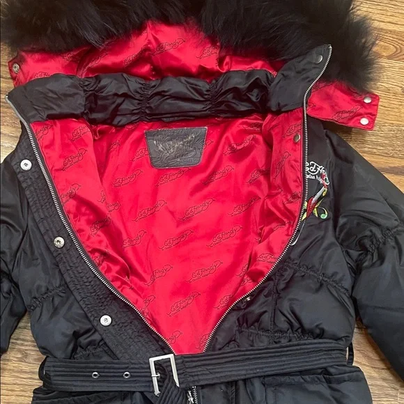 Limited edition Ed Hardy Christian Audigier puffer jacket with hood Adult Large - Picture 11 of 16
